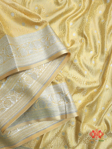 Beige Single Zari Tanchoi Silk Saree - Bharat Silk House Tanchoi katan