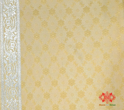 Beige Single Zari Tanchoi Silk Saree - Bharat Silk House Tanchoi katan