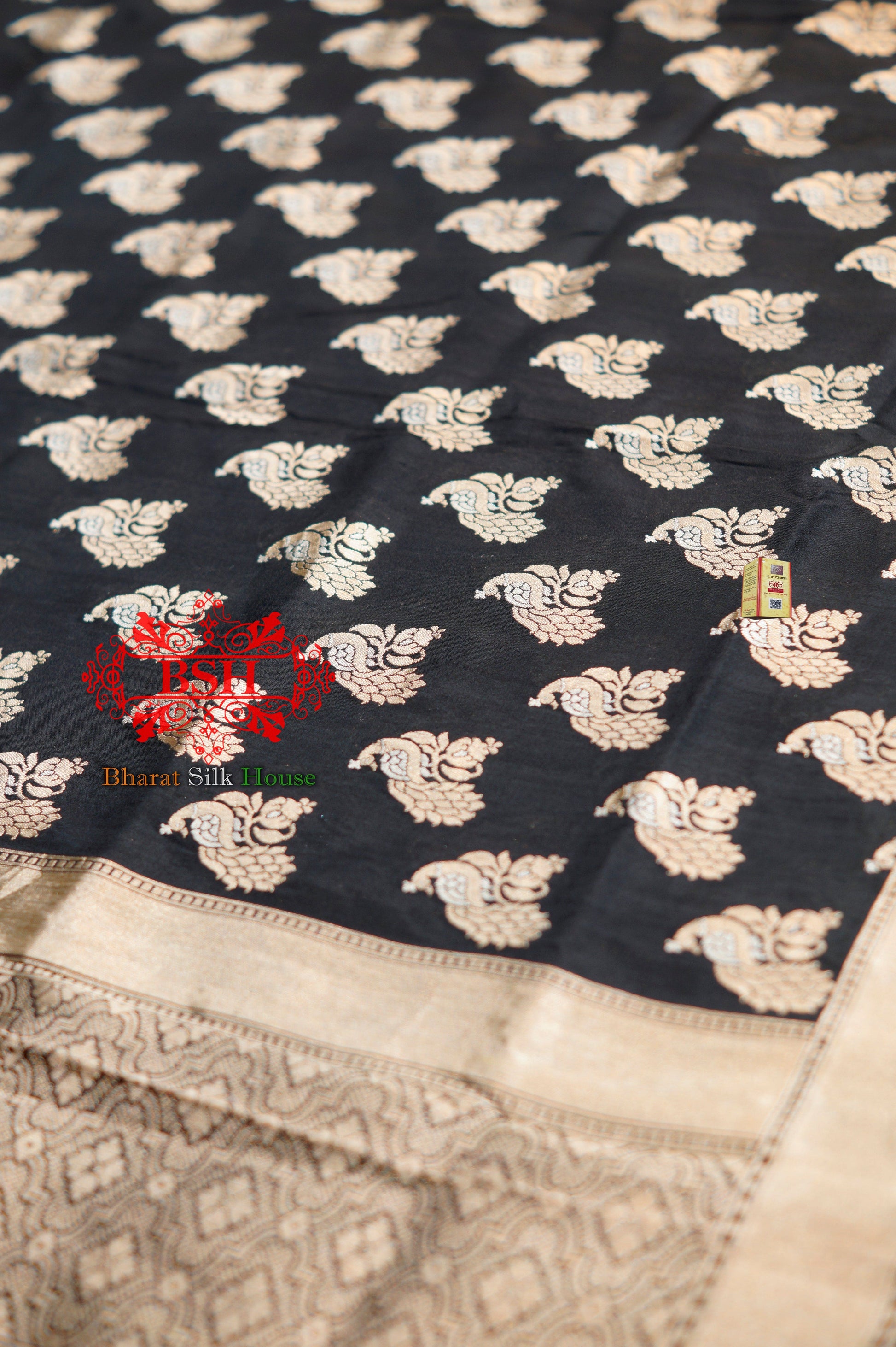 Black Banarasi Pure Kataan Silk Sona Rupa Dupatta Pure Silk Dupatta Bharat Silk House