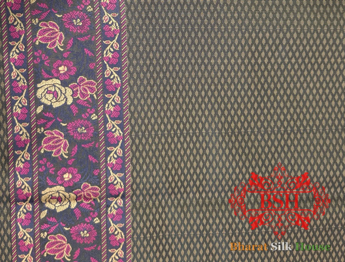 Black Chauthera (Four Color) Resham Zari Tanchoi Katan Silk Saree - Bharat Silk House Tanchoi katan