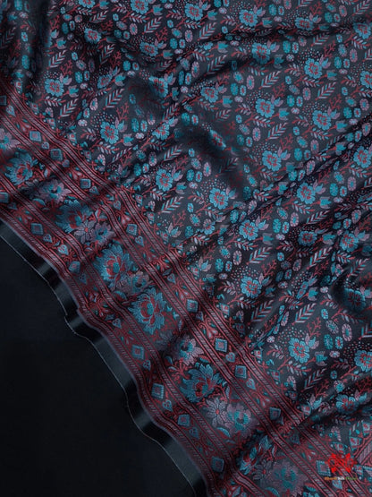 Black Chauthera (Four Color) Resham Zari Tanchoi Katan Silk Saree - Bharat Silk House Tanchoi katan