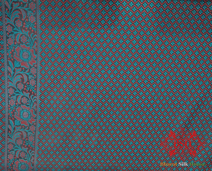 Black Dohri Resham Booti Tanchoi Silk Saree - Bharat Silk House Tanchoi katan