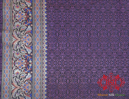 Black Dohri Resham Zari Booti Tanchoi Silk Saree - Bharat Silk House Tanchoi katan