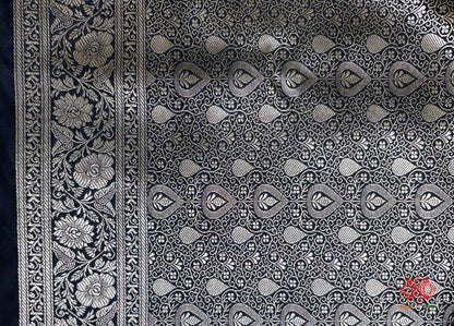 Black Mashru Silk All Over Booti With Jaal Blouse Design Saree - Bharat Silk House Mashroo Silk