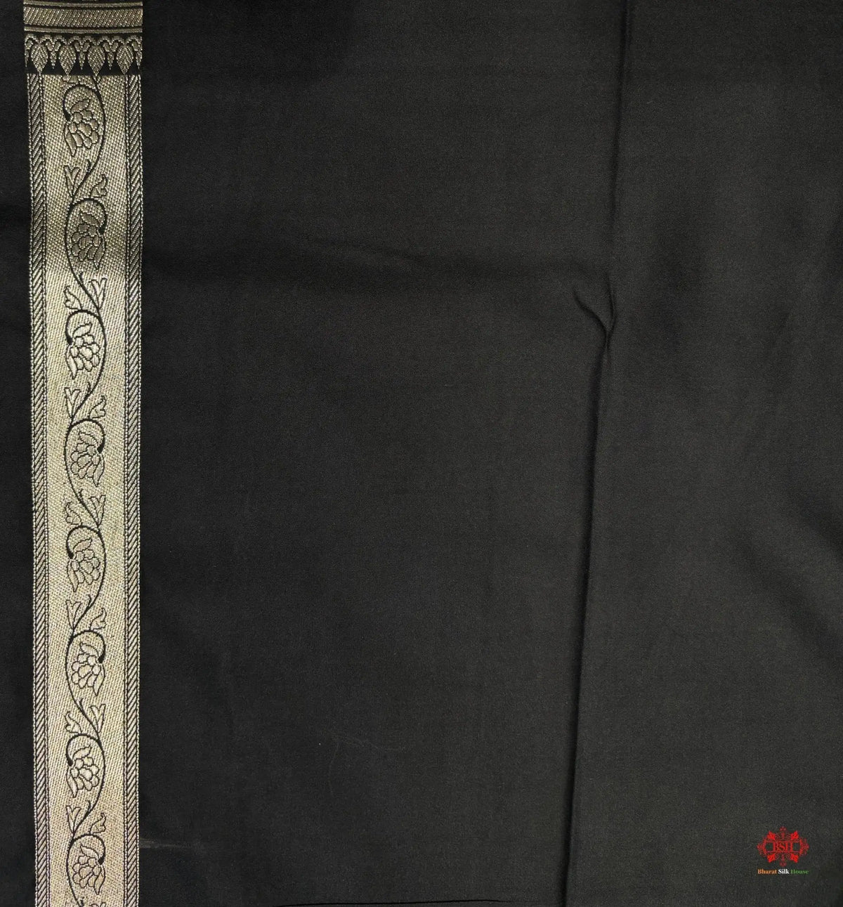Black Mashru Silk Saree All Over Booti With Plain Blouse - Bharat Silk House Mashroo Silk
