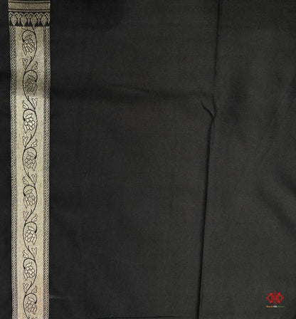 Black Mashru Silk Saree All Over Booti With Plain Blouse - Bharat Silk House Mashroo Silk