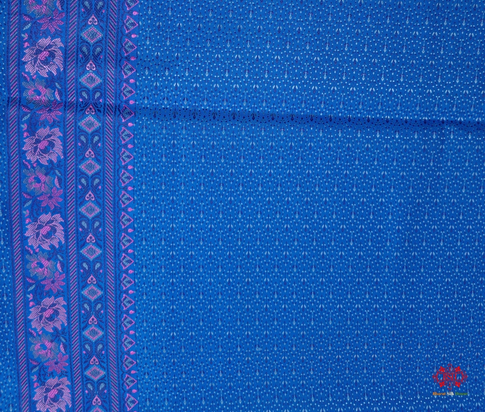 Blue Chauthera (Four Color) Resham Zari Tanchoi Katan Silk Saree - Bharat Silk House Tanchoi katan