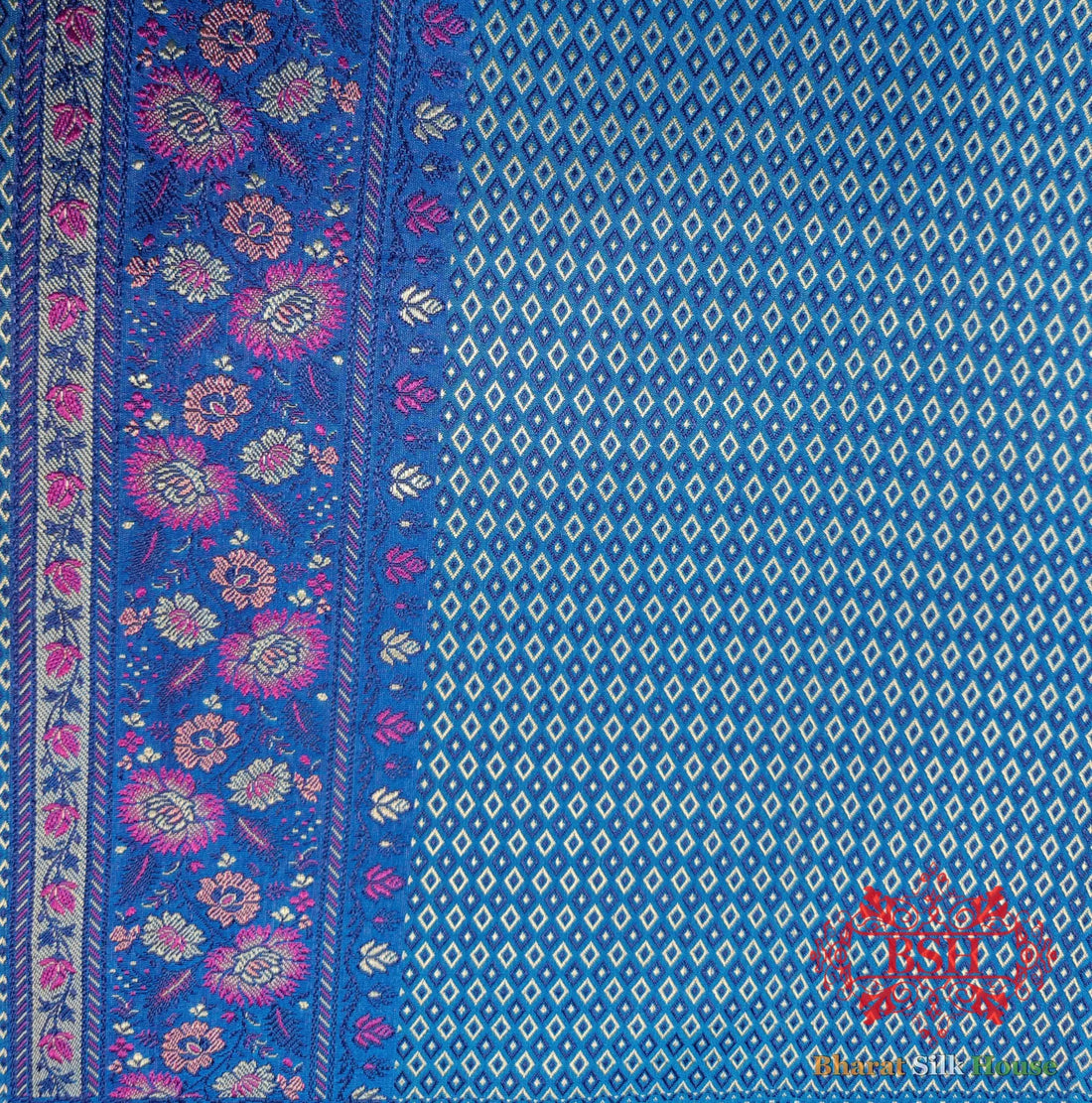 Blue Chauthera (Four Color) Resham Zari Tanchoi Katan Silk Saree - Bharat Silk House Tanchoi katan