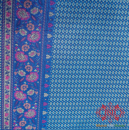 Blue Chauthera (Four Color) Resham Zari Tanchoi Katan Silk Saree - Bharat Silk House Tanchoi katan