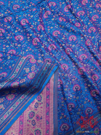 Blue Chauthera (Four Color) Resham Zari Tanchoi Katan Silk Saree - Bharat Silk House Tanchoi katan