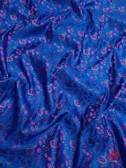 Blue Chauthera (Four Color) Resham Zari Tanchoi Katan Silk Saree - Bharat Silk House Tanchoi katan