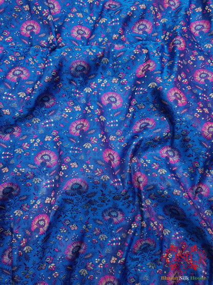 Blue Chauthera (Four Color) Resham Zari Tanchoi Katan Silk Saree - Bharat Silk House Tanchoi katan