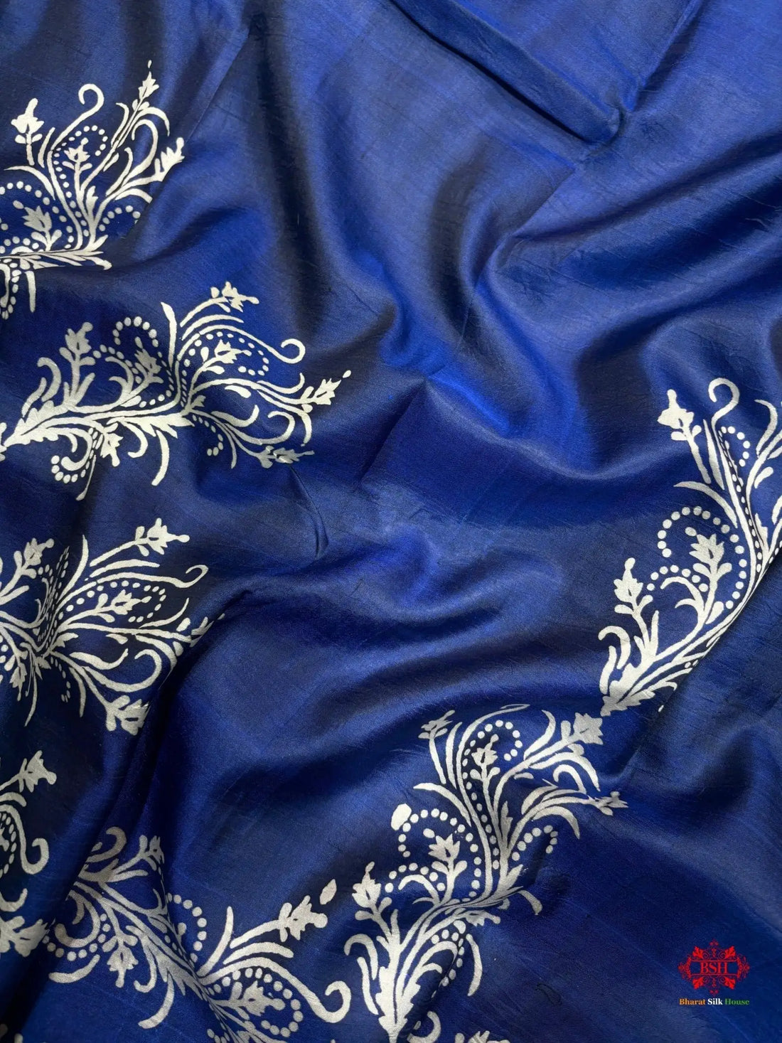 Blue Colour Pure Katan Lightweight Digital Art Summer Wear Saree - Bharat Silk House katan silk
