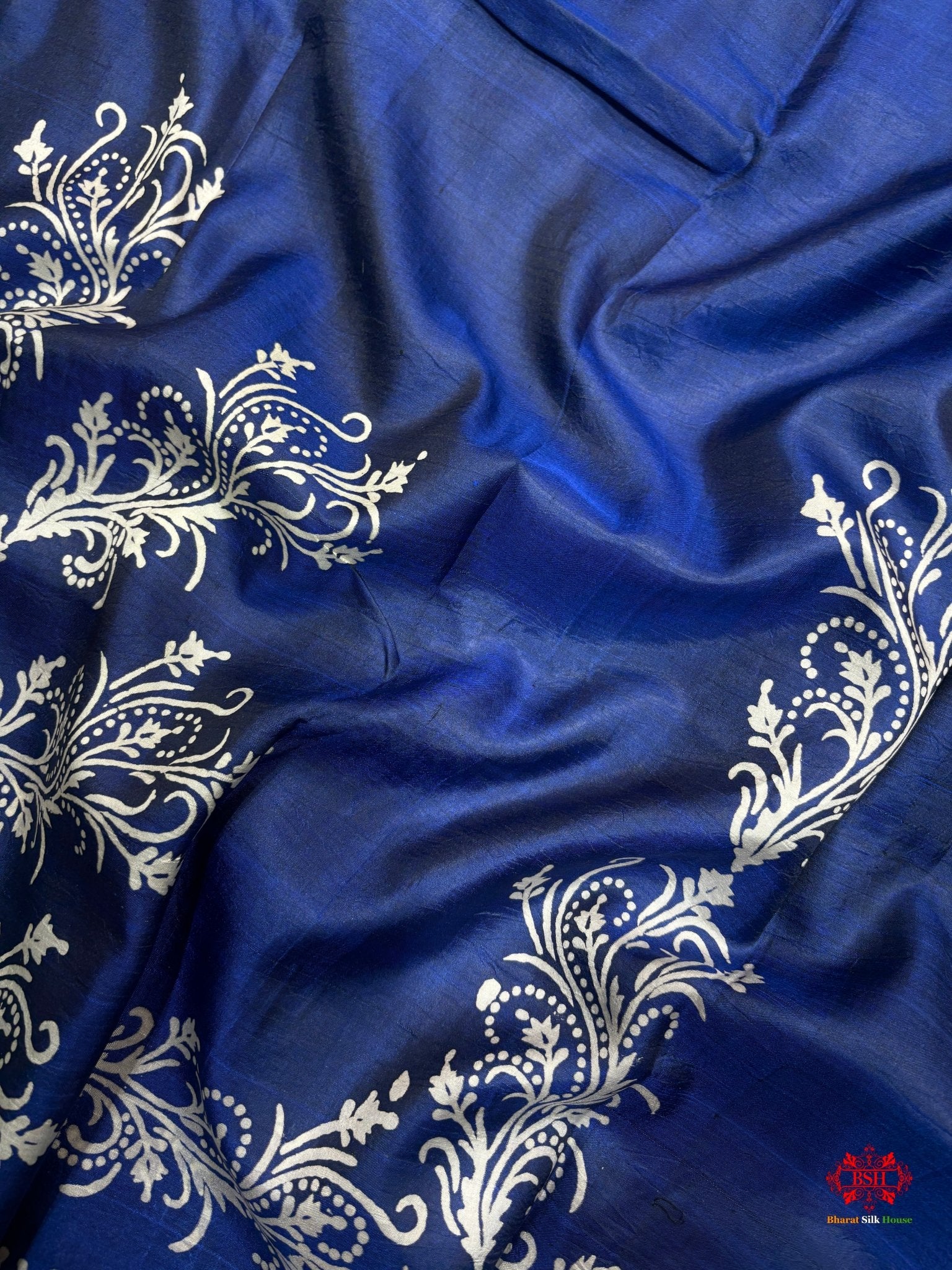Blue Colour Pure Katan Lightweight Digital Art Summer Wear Saree - Bharat Silk House katan silk