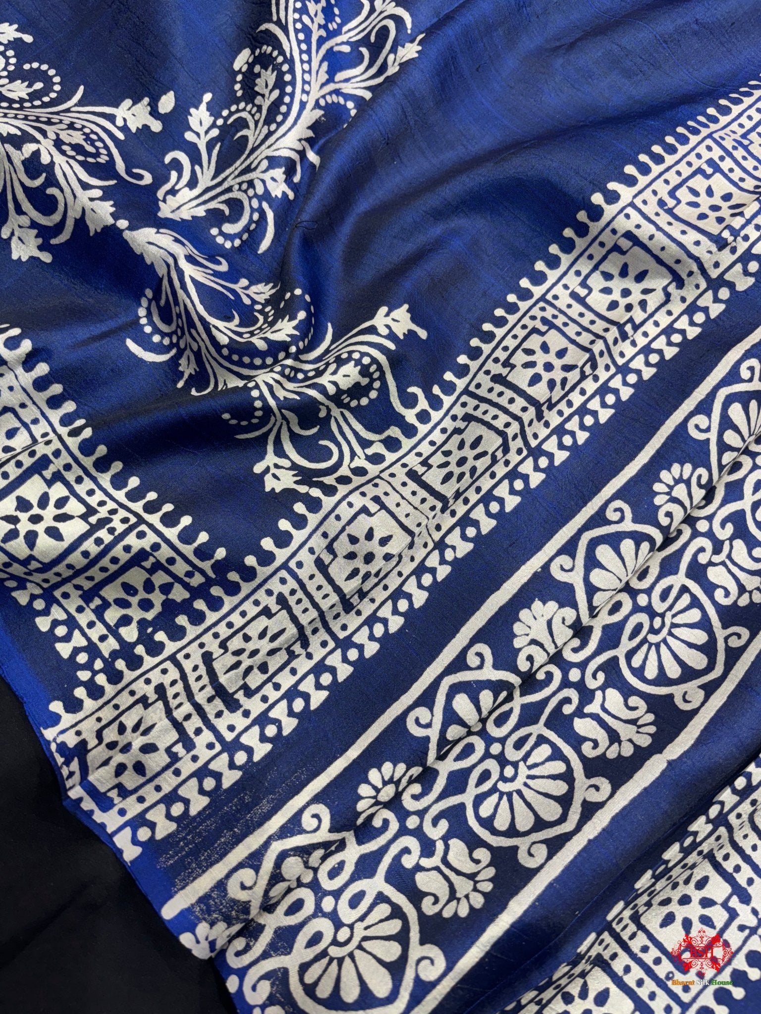 Blue Colour Pure Katan Lightweight Digital Art Summer Wear Saree - Bharat Silk House katan silk