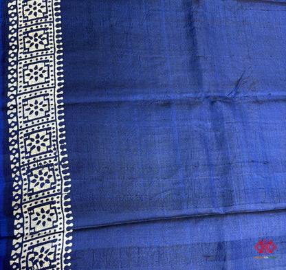 Blue Colour Pure Katan Lightweight Digital Art Summer Wear Saree - Bharat Silk House katan silk