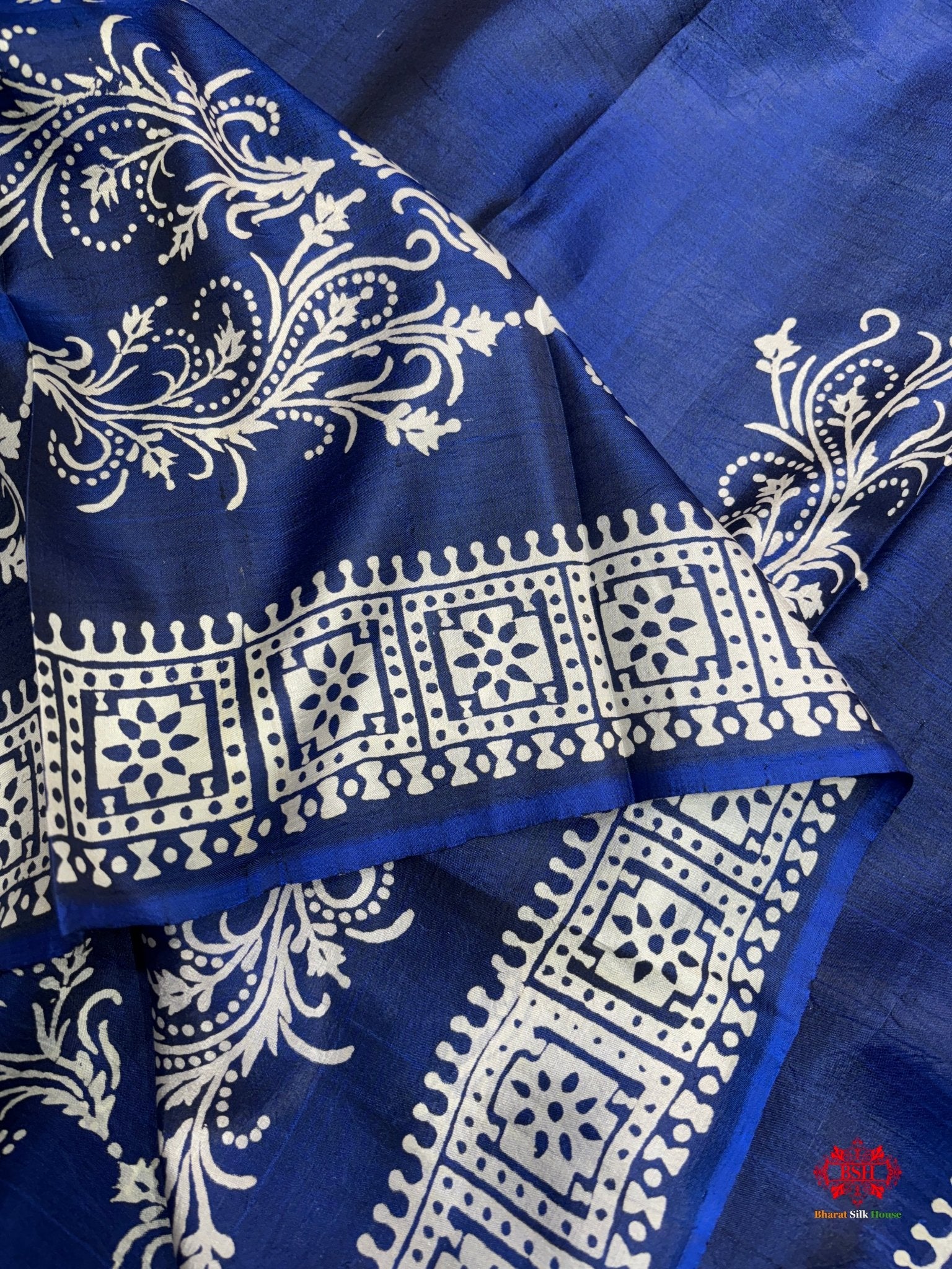 Blue Colour Pure Katan Lightweight Digital Art Summer Wear Saree - Bharat Silk House katan silk