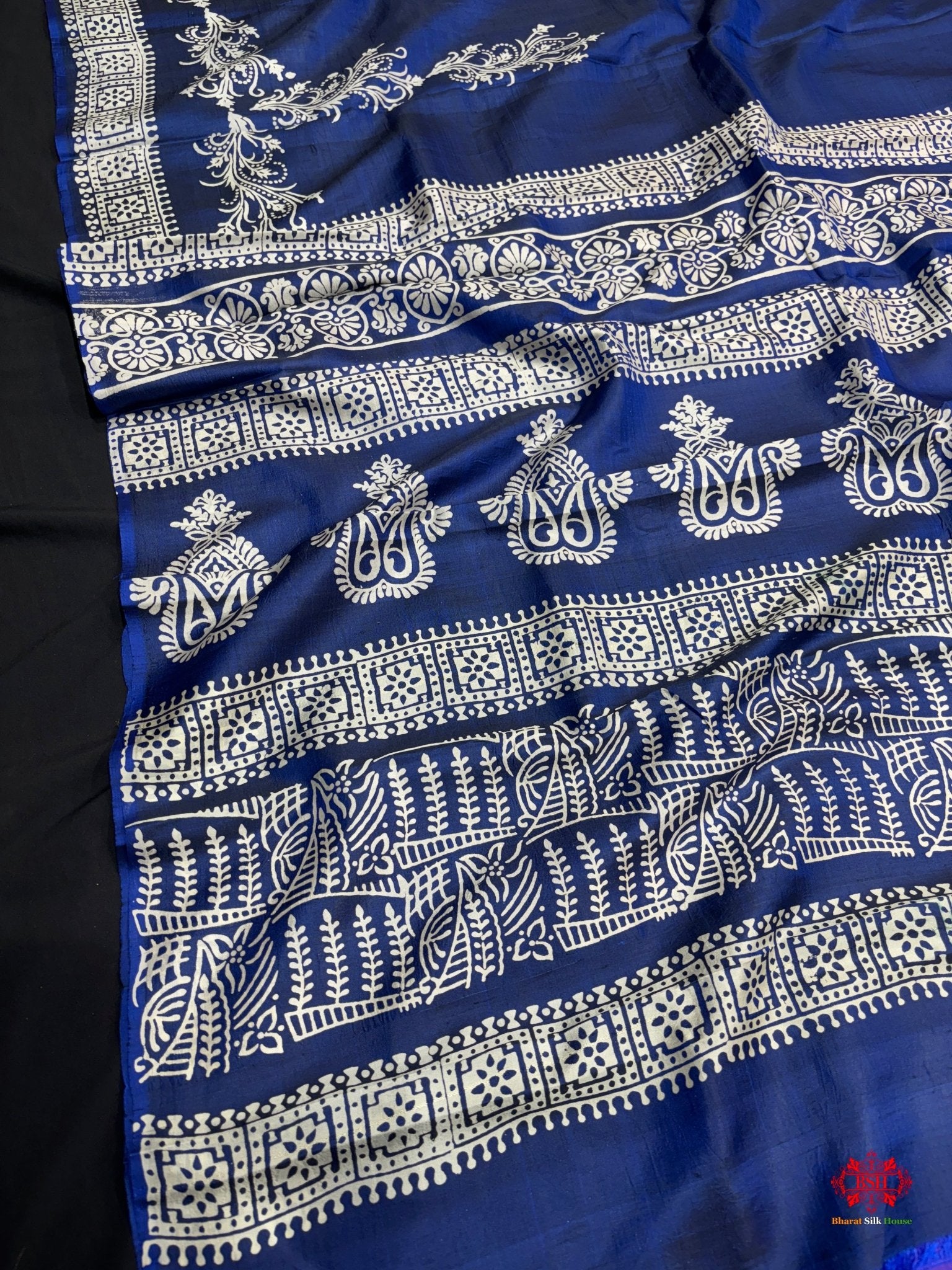 Blue Colour Pure Katan Lightweight Digital Art Summer Wear Saree - Bharat Silk House katan silk