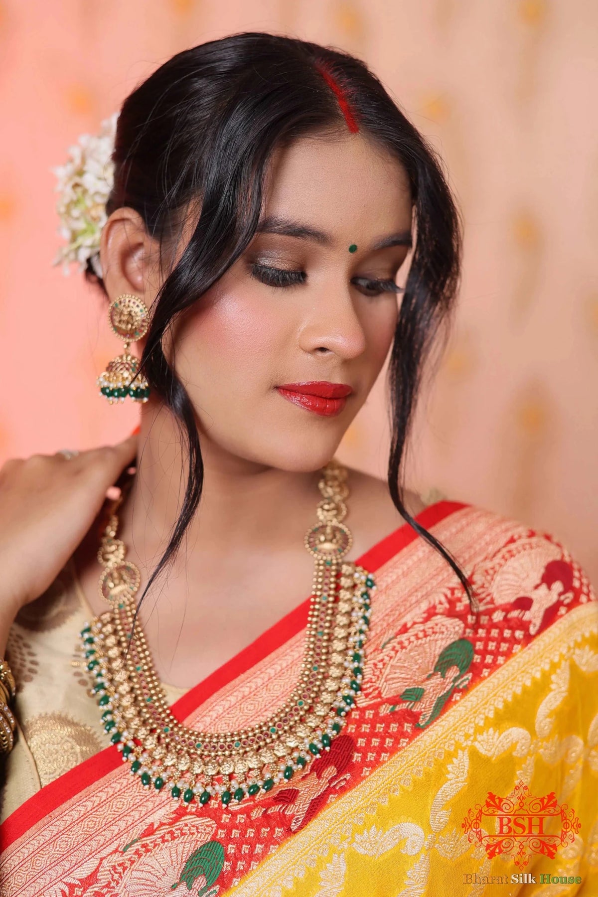 Canary Yellow Pure Banarasi Khaddi Chiffon Saree - Bharat Silk House Chiffon Sarees