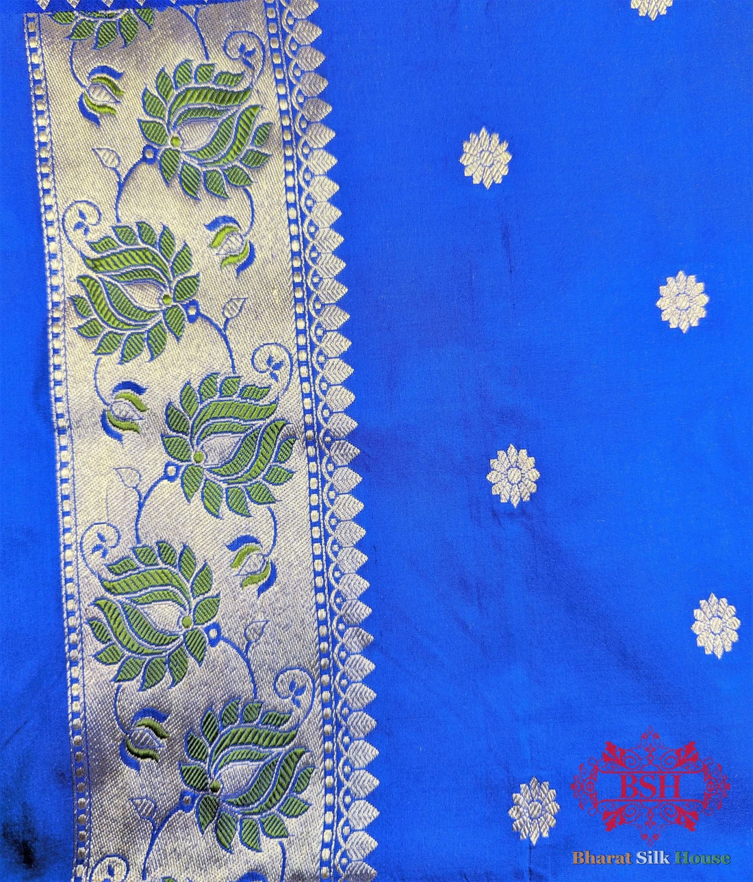Cobalt Blue Pure Katan Silk Banarasi Saree - Bharat Silk House Pure Kataan Silk