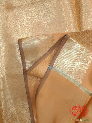 Copper Shades Of Brown Banarasi Brocade Semi Silk Dupatta - Bharat Silk House Semi Dupatte