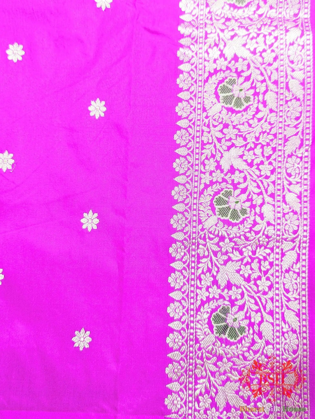 Coral Pink Katan Silk Banarasi Handloom Saree - Bharat Silk House Pure Kataan Silk