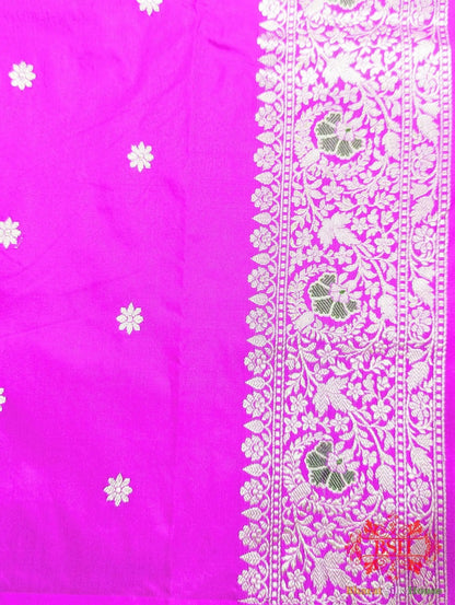 Coral Pink Katan Silk Banarasi Handloom Saree - Bharat Silk House Pure Kataan Silk