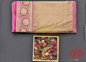 Cross Colour Pure Katan Silk Banarasi Handloom Saree - Bharat Silk House Pure Kataan Silk