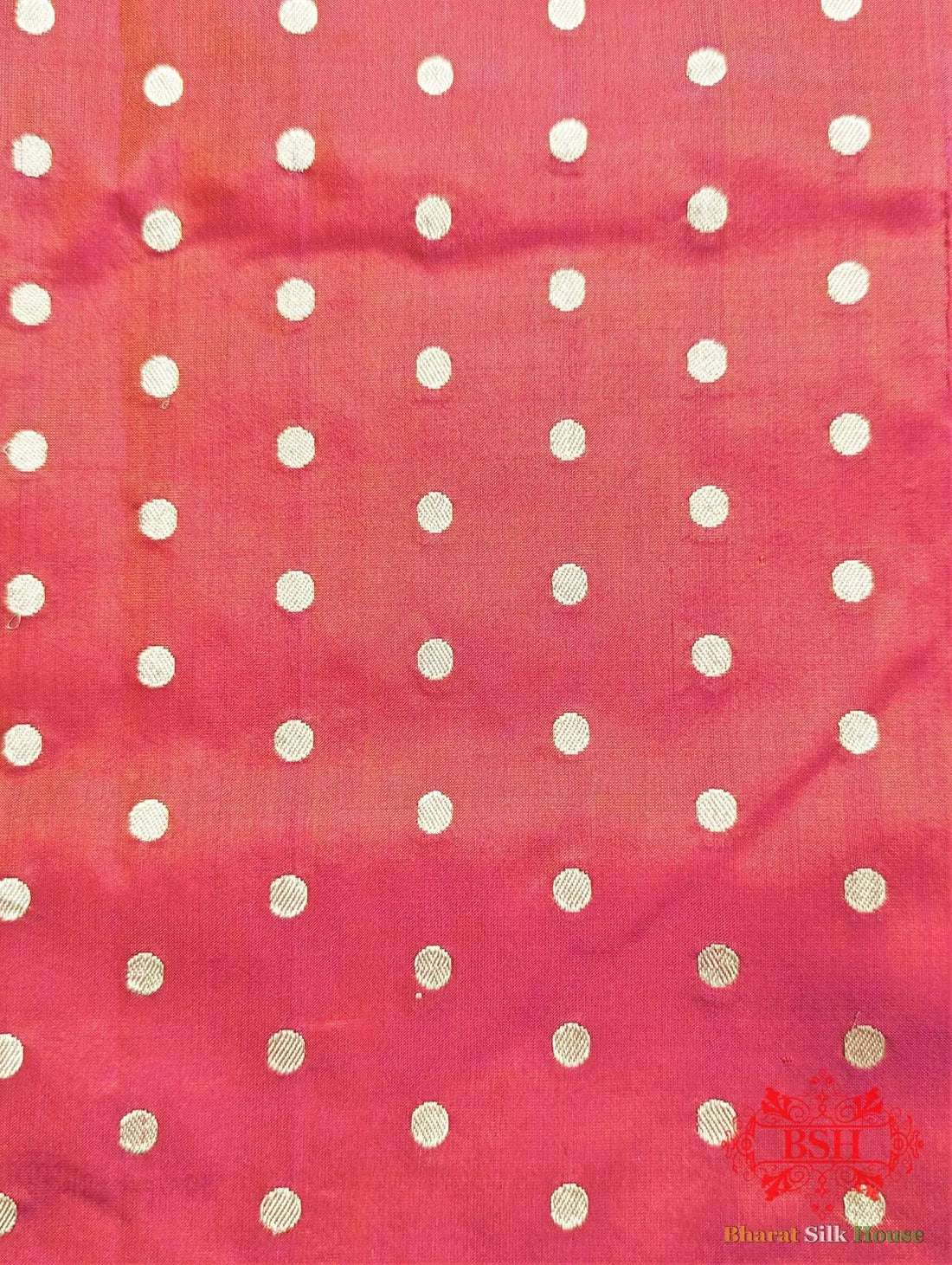 Cross Red/Pink Pure Katan Silk Banarasi Handloom Saree - Bharat Silk House Pure Kataan Silk