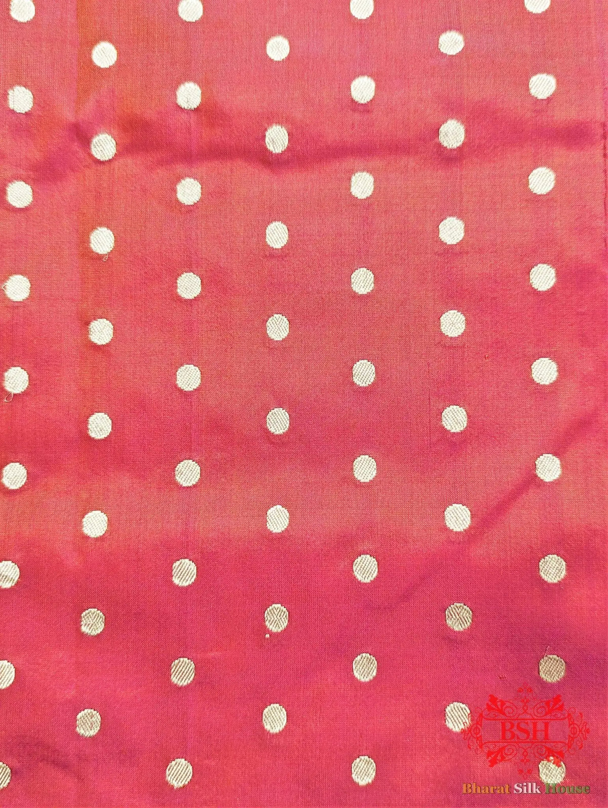 Cross Red/Pink Pure Katan Silk Banarasi Handloom Saree - Bharat Silk House Pure Kataan Silk
