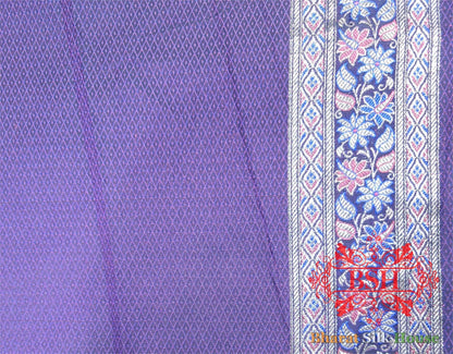 Dark Shade Of Violet Dohri Zari Tanchoi Silk Saree - Bharat Silk House Tanchoi katan