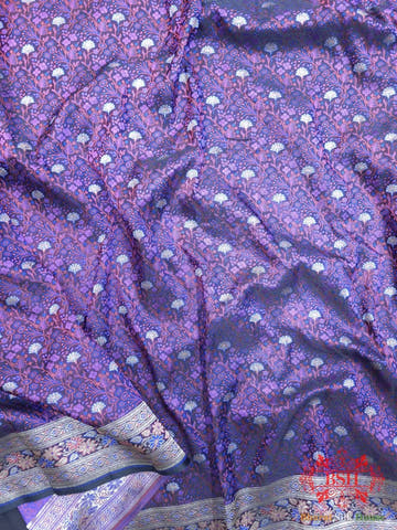 Dark Shade Of Violet Dohri Zari Tanchoi Silk Saree - Bharat Silk House Tanchoi katan
