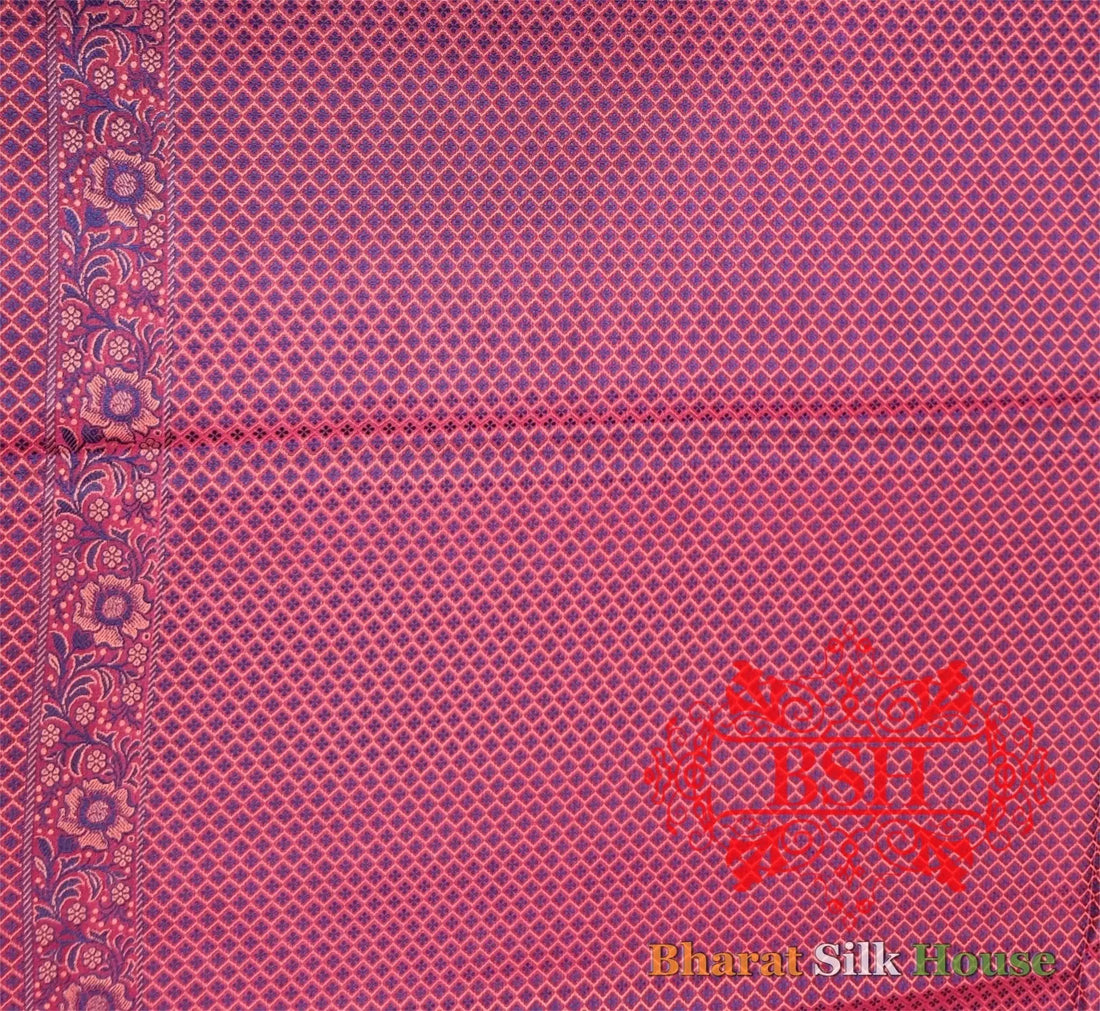 Dark Shades Of Red Dohri Resham Tanchoi Silk Saree - Bharat Silk House Tanchoi katan
