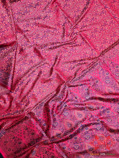 Dark Shades Of Red Dohri Resham Tanchoi Silk Saree - Bharat Silk House Tanchoi katan