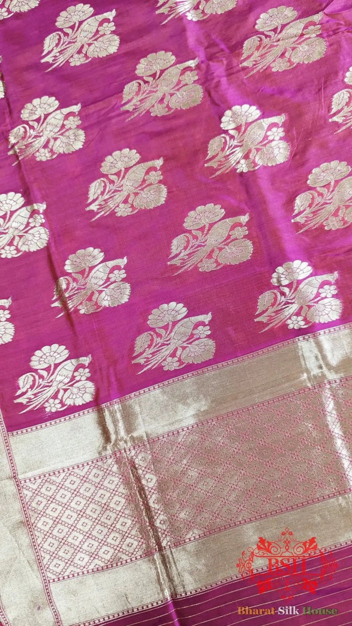 Deep Gazari Banarasi Handwoven Pure Silk Dupatta - Bharat Silk House Pure Silk Dupatta