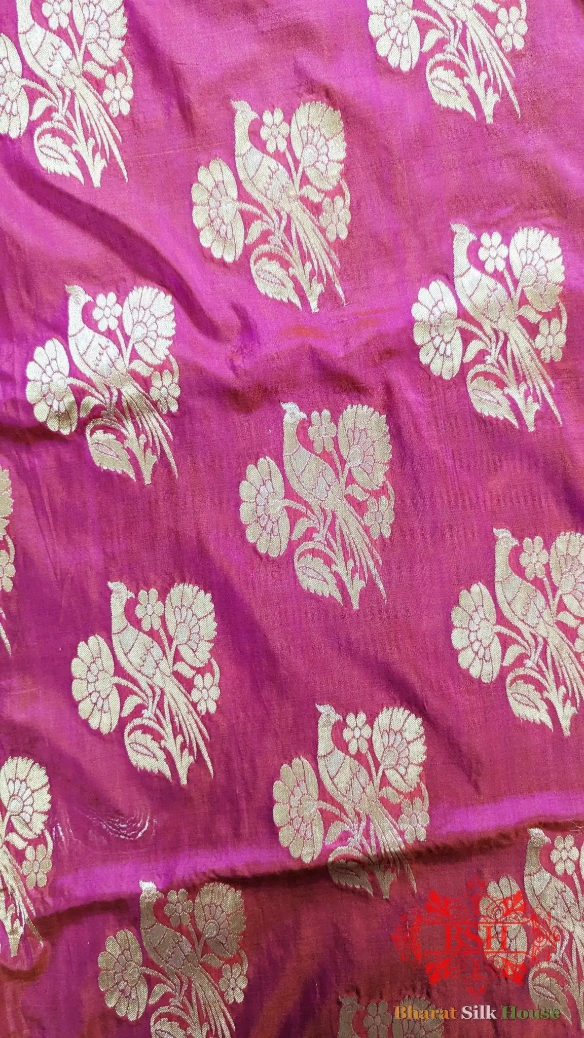 Deep Gazari Banarasi Handwoven Pure Silk Dupatta - Bharat Silk House Pure Silk Dupatta