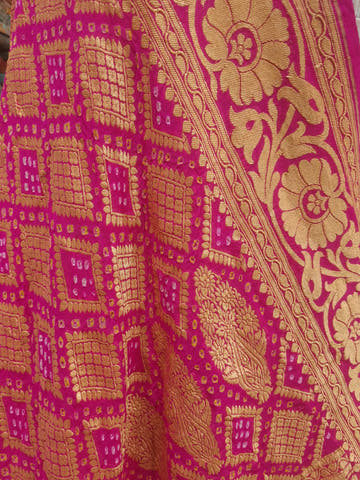 Deep Rani Georgette Banarasi Handloom Bandhani Dupatta - Bharat Silk House Bandhej