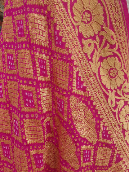Deep Rani Georgette Banarasi Handloom Bandhani Dupatta - Bharat Silk House Bandhej