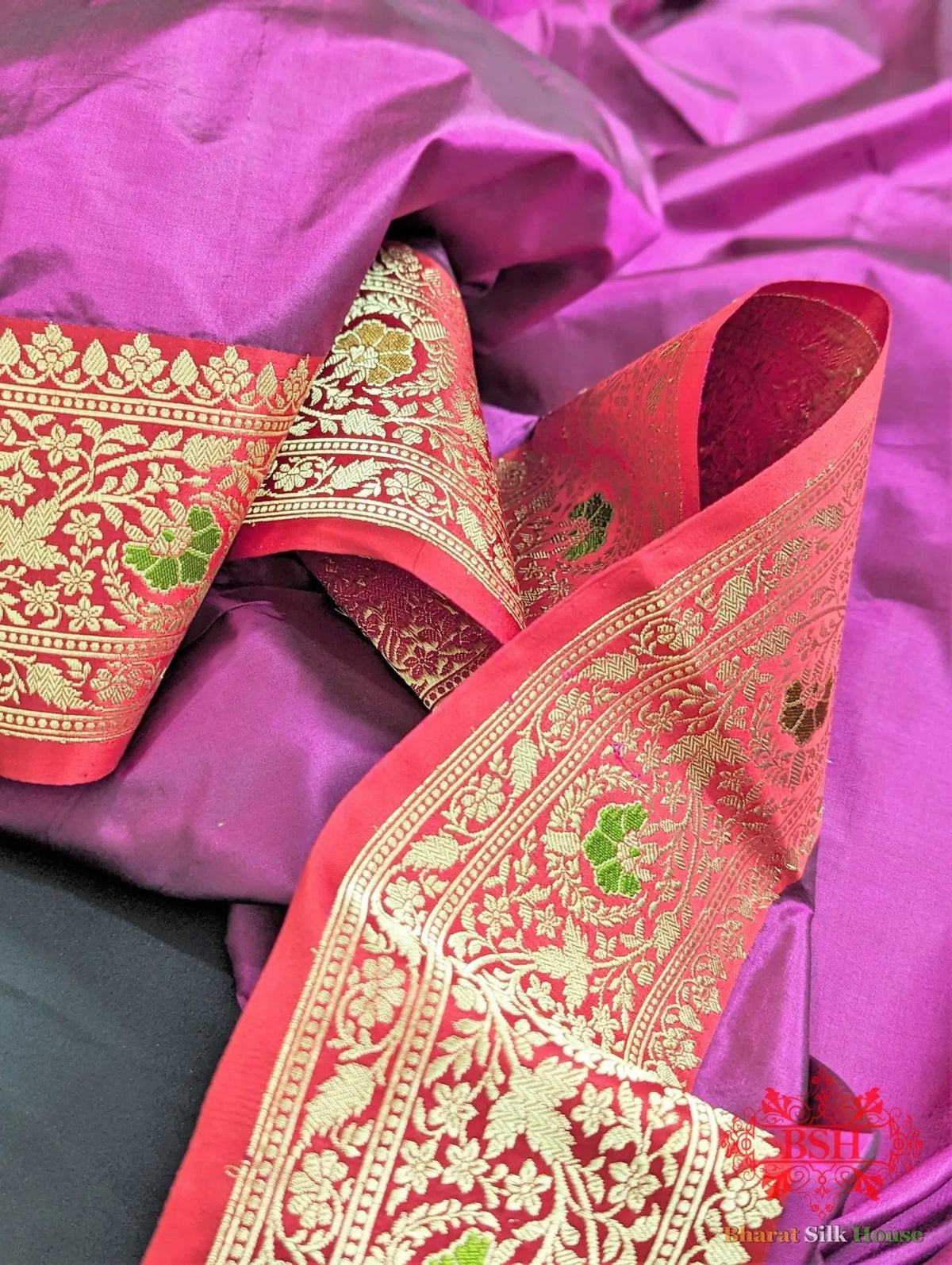 Deep Rani Pure Katan Silk Banarasi Handloom Saree - Bharat Silk House Pure Kataan Silk