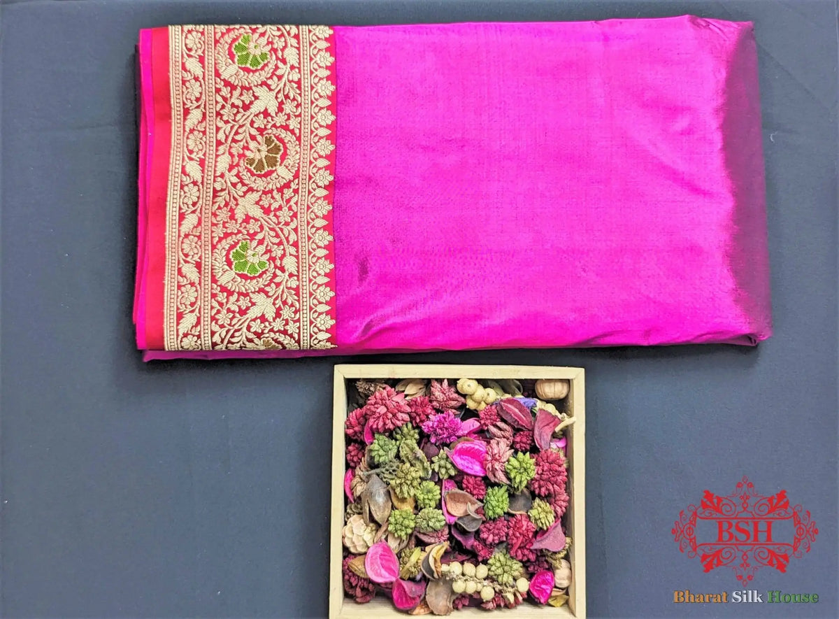 Deep Rani Pure Katan Silk Banarasi Handloom Saree - Bharat Silk House Pure Kataan Silk