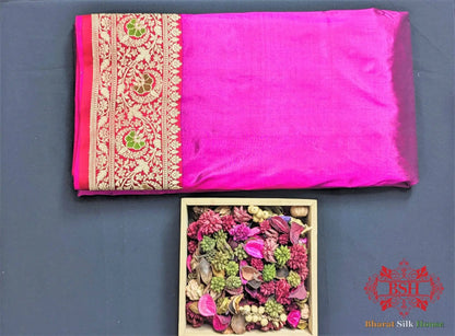 Deep Rani Pure Katan Silk Banarasi Handloom Saree - Bharat Silk House Pure Kataan Silk