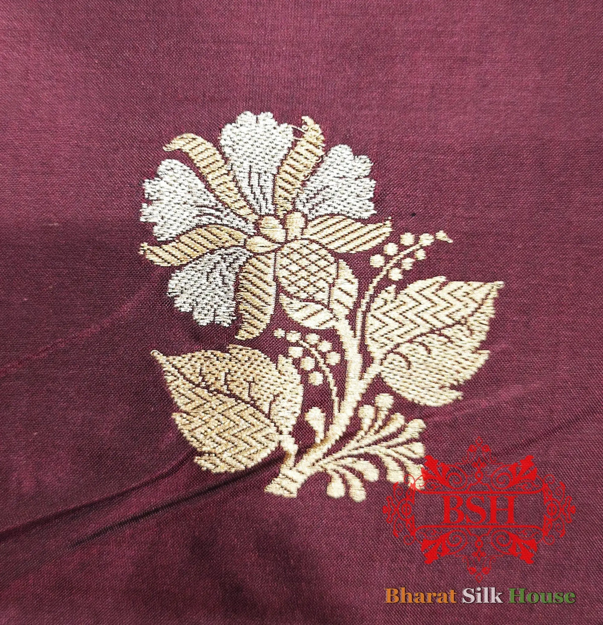 Deep Wine Handloom Banarasi Silk Suit Piece - Bharat Silk House Pure Kataan Silk