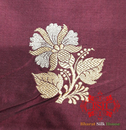 Deep Wine Handloom Banarasi Silk Suit Piece - Bharat Silk House Pure Kataan Silk
