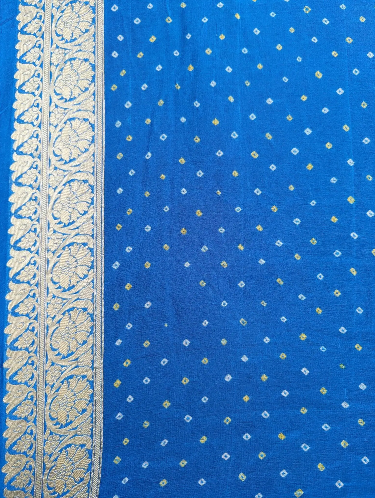 Dual Shade Pure Georgette Banarasi Bandhej Handloom Saree - Bharat Silk House Bandhej