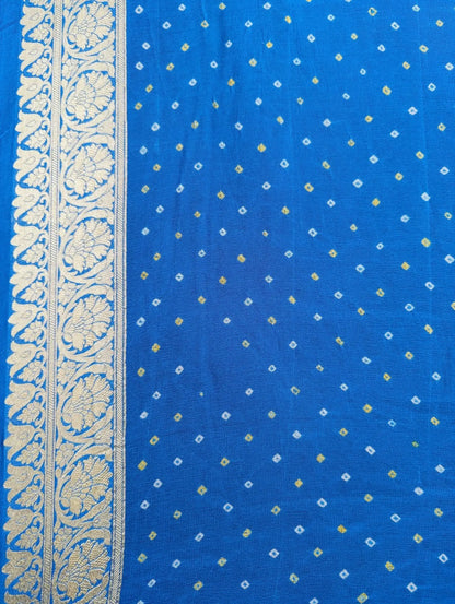 Dual Shade Pure Georgette Banarasi Bandhej Handloom Saree - Bharat Silk House Bandhej