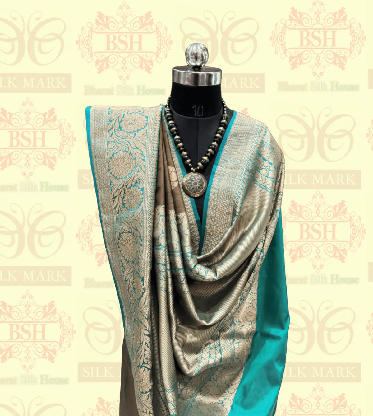 Espresso Brown Pure Tussar Moonga Silk Handloom Sare With Zari Border - Bharat Silk House Tussar