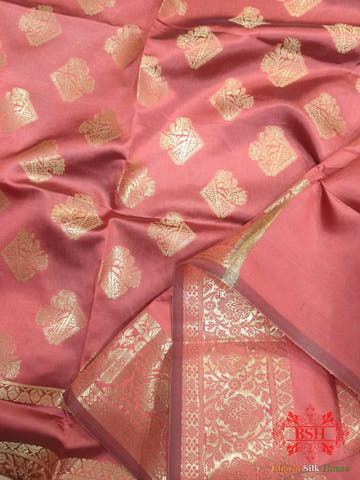 Fire Brick Shades Of Red Banarasi Semi Silk Dupatta - Bharat Silk House Semi Dupatte