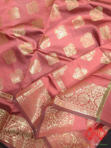Fire Brick Shades Of Red Banarasi Semi Silk Dupatta - Bharat Silk House Semi Dupatte