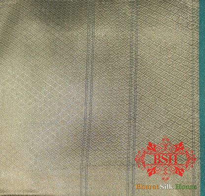 Firozi Color Glass Tissue Silk Saree - Bharat Silk House Tissue Silk