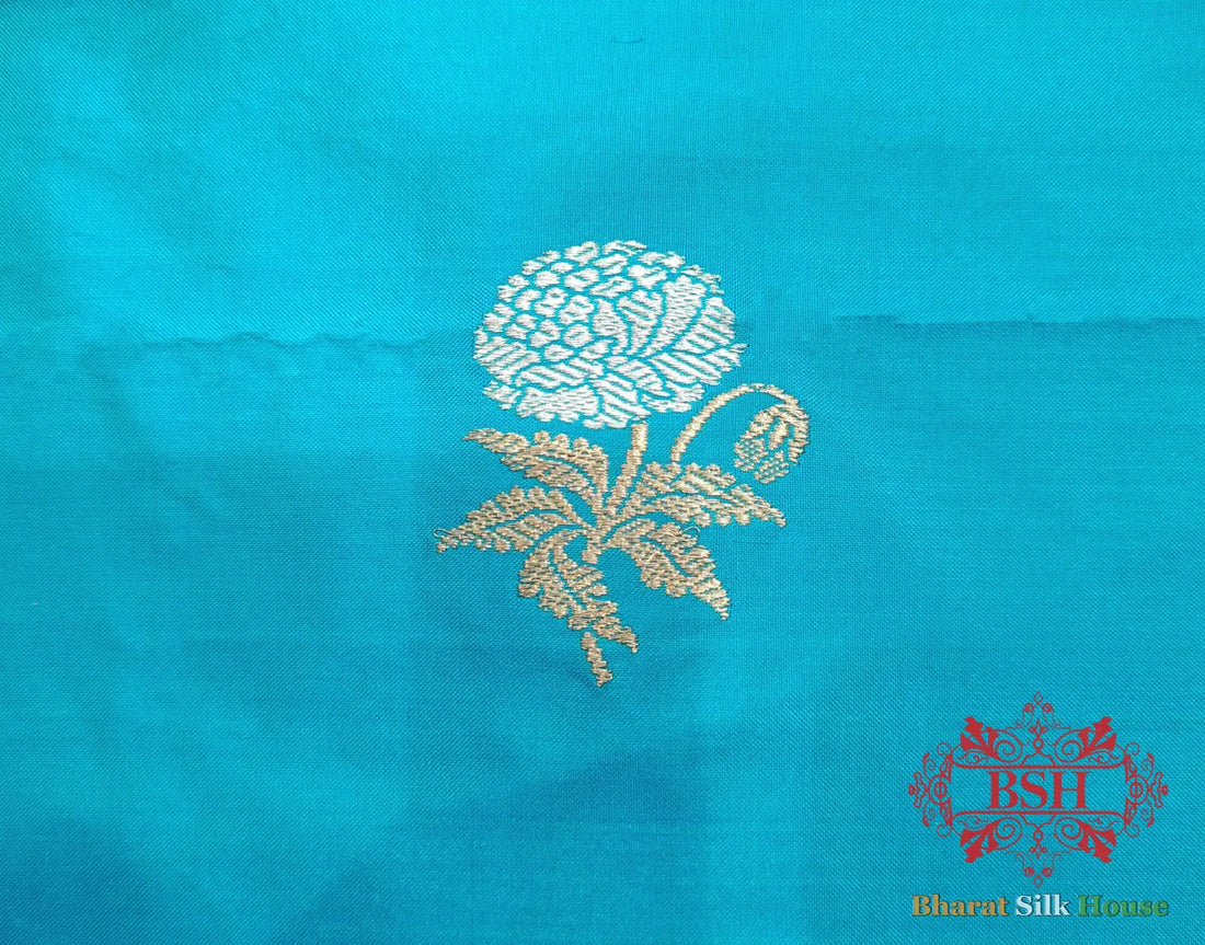 Firozi Handloom Banarasi Silk Suit Piece - Bharat Silk House Pure Kataan Silk